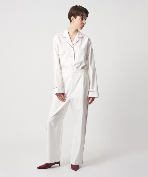 6（ロク）の「＜6(ROKU)＞コットン パイピング シャツ（シャツ/ブラウス・レディース・ホワイト/コバルトブルー・FREE）」の4枚目の写真