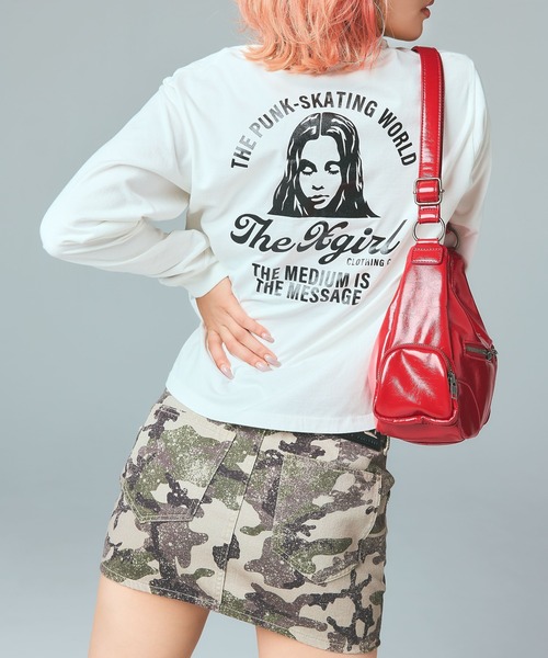 X-girl（エックスガール）の「FLAP POCKET MINI SKIRT（スカート・レディース・ブラック/カモフラージュ・S/M）」の5枚目の写真