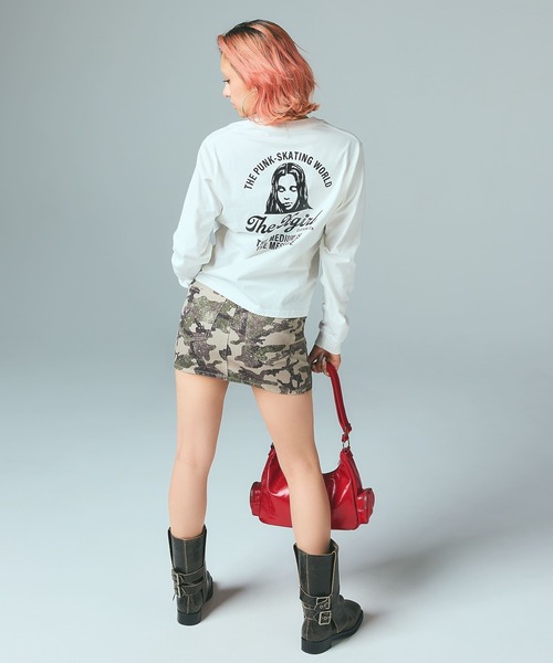 X-girl（エックスガール）の「FLAP POCKET MINI SKIRT（スカート・レディース・ブラック/カモフラージュ・S/M）」の7枚目の写真