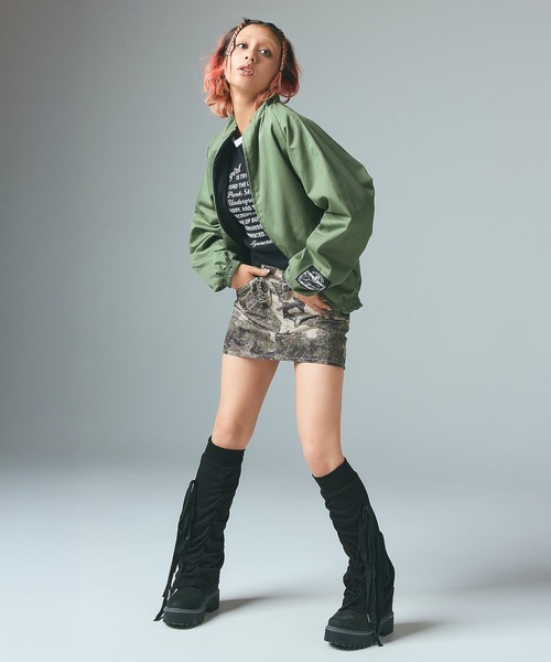 X-girl（エックスガール）の「FLAP POCKET MINI SKIRT（スカート・レディース・ブラック/カモフラージュ・S/M）」の15枚目の写真