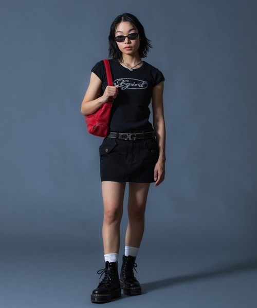 X-girl（エックスガール）の「FLAP POCKET MINI SKIRT（スカート・レディース・ブラック/カモフラージュ・S/M）」の11枚目の写真