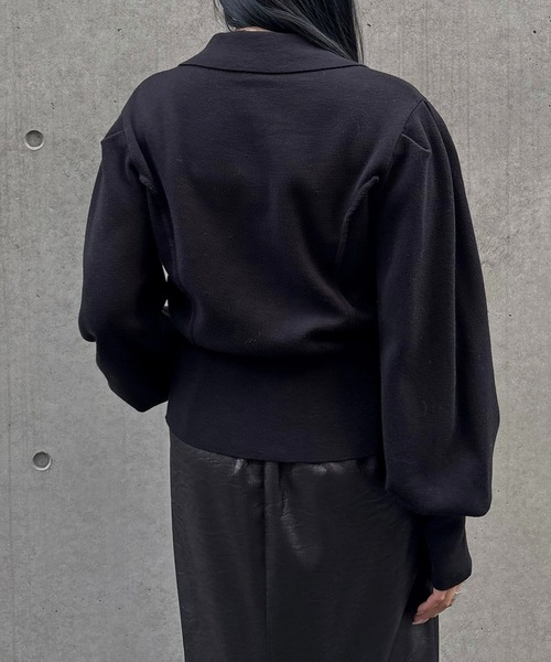 &g'aime（アンジェム）の「【&ｇ'aime 】テーラードラインニットカーデ　Tailored Knit Cardigan（ニット/セーター・レディース・ブラック/グレー・FREE）」の9枚目の写真