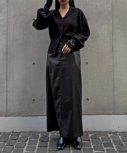 &g'aime（アンジェム）の「【&ｇ'aime 】テーラードラインニットカーデ　Tailored Knit Cardigan（ニット/セーター・レディース・ブラック/グレー・FREE）」の11枚目の写真