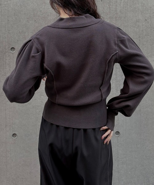 &g'aime（アンジェム）の「【&ｇ'aime 】テーラードラインニットカーデ　Tailored Knit Cardigan（ニット/セーター・レディース・ブラック/グレー・FREE）」の20枚目の写真