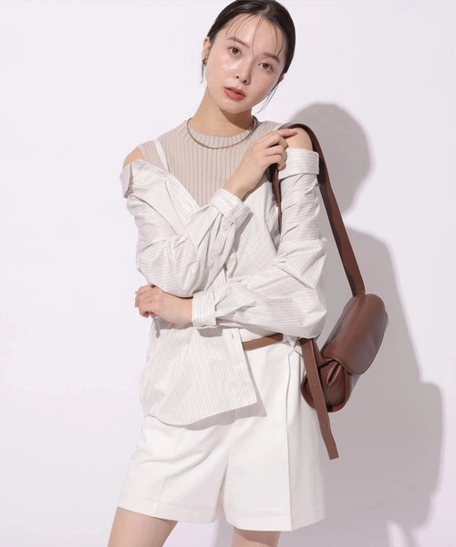 Mystrada（マイストラーダ）の「２ＷＡＹシャツリブニットアンサンブル（ニット/セーター・レディース・ベージュ系その他/ライトブルー・38/36）」の4枚目の写真