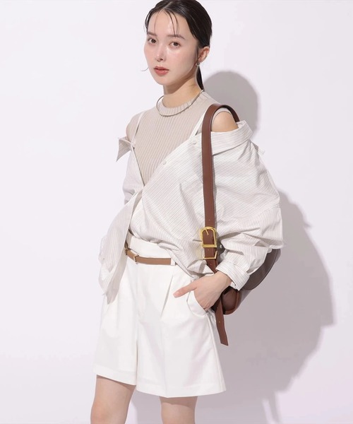 Mystrada（マイストラーダ）の「２ＷＡＹシャツリブニットアンサンブル（ニット/セーター・レディース・ベージュ系その他/ライトブルー・38/36）」の5枚目の写真