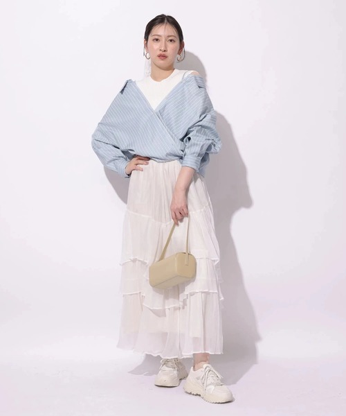 Mystrada（マイストラーダ）の「２ＷＡＹシャツリブニットアンサンブル（ニット/セーター・レディース・ベージュ系その他/ライトブルー・38/36）」の11枚目の写真