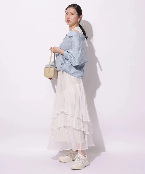 Mystrada（マイストラーダ）の「２ＷＡＹシャツリブニットアンサンブル（ニット/セーター・レディース・ベージュ系その他/ライトブルー・38/36）」の12枚目の写真