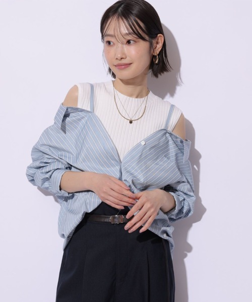 Mystrada（マイストラーダ）の「２ＷＡＹシャツリブニットアンサンブル（ニット/セーター・レディース・ベージュ系その他/ライトブルー・38/36）」の16枚目の写真