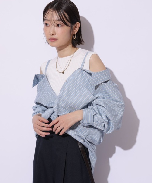 Mystrada（マイストラーダ）の「２ＷＡＹシャツリブニットアンサンブル（ニット/セーター・レディース・ベージュ系その他/ライトブルー・38/36）」の17枚目の写真