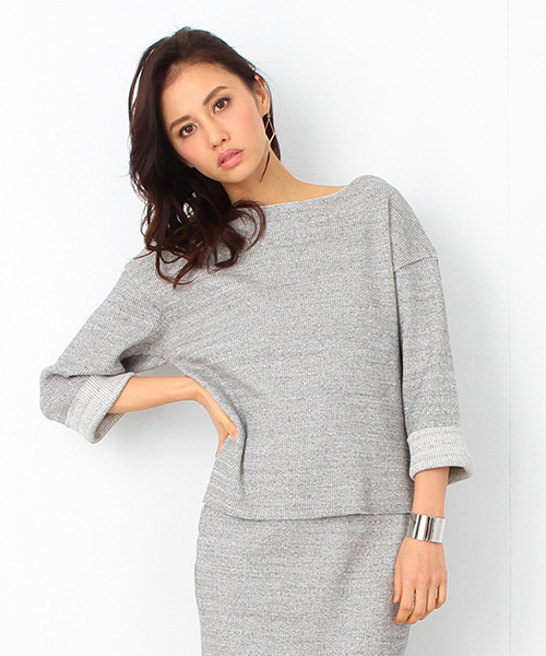 B:MING by BEAMS（ビーミングバイビームス）の「ビーミング by ビームス / テレコ後ろVネックプルオーバー 16SS（Tシャツ/カットソー・レディース・グレー/ネイビー・ONE SIZE）」の5枚目の写真