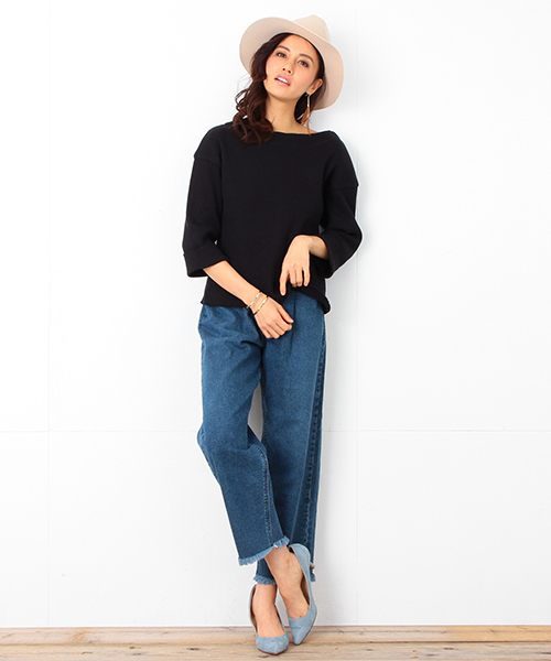 B:MING by BEAMS（ビーミングバイビームス）の「ビーミング by ビームス / テレコ後ろVネックプルオーバー 16SS（Tシャツ/カットソー・レディース・グレー/ネイビー・ONE SIZE）」の3枚目の写真