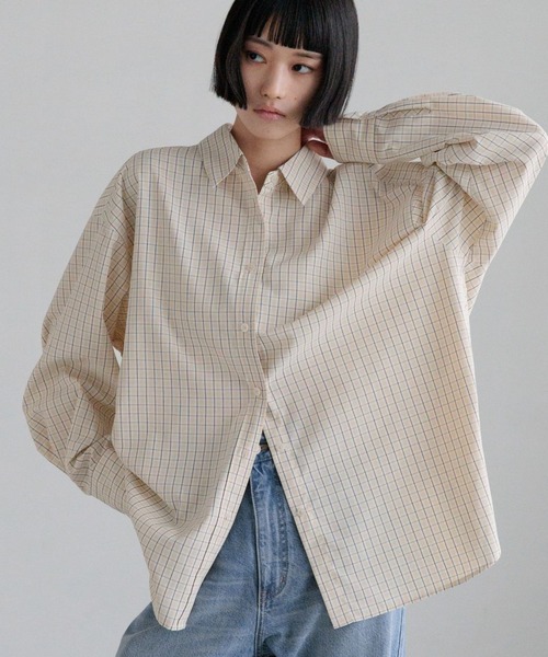 LOWRYS FARM（ローリーズファーム）の「チェックBIGシャツ　638587（シャツ/ブラウス・レディース・ブラック/ブラウン/グレー/ベージュ系その他2・FREE）」の4枚目の写真