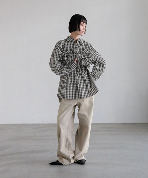 LOWRYS FARM（ローリーズファーム）の「チェックBIGシャツ　638587（シャツ/ブラウス・レディース・ブラック/ブラウン/グレー/ベージュ系その他2・FREE）」の5枚目の写真