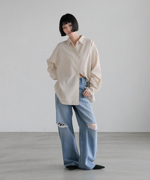 LOWRYS FARM（ローリーズファーム）の「チェックBIGシャツ　638587（シャツ/ブラウス・レディース・ブラック/ブラウン/グレー/ベージュ系その他2・FREE）」の13枚目の写真