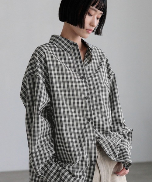 LOWRYS FARM（ローリーズファーム）の「チェックBIGシャツ　638587（シャツ/ブラウス・レディース・ブラック/ブラウン/グレー/ベージュ系その他2・FREE）」の6枚目の写真