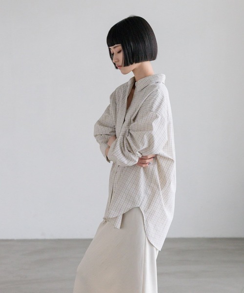 LOWRYS FARM（ローリーズファーム）の「チェックBIGシャツ　638587（シャツ/ブラウス・レディース・ブラック/ブラウン/グレー/ベージュ系その他2・FREE）」の9枚目の写真