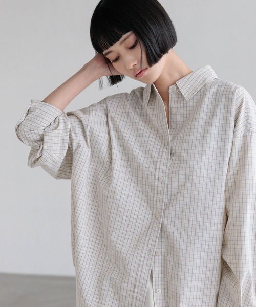 LOWRYS FARM（ローリーズファーム）の「チェックBIGシャツ　638587（シャツ/ブラウス・レディース・ブラック/ブラウン/グレー/ベージュ系その他2・FREE）」の11枚目の写真