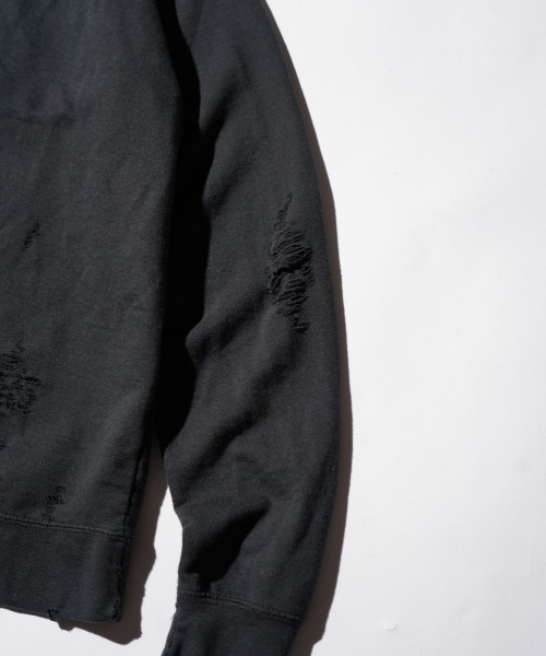 THRIFTY LOOK（スリフティールック）の「THRIFTY LOOK スリフティルック / WORN-OUT RAGLAN CREW SWEAT ダメージ加工（スウェット・メンズ・ブラウン/ブラック/ヘザーグレー・LARGE/X-LARGE/MEDIUM）」の11枚目の写真