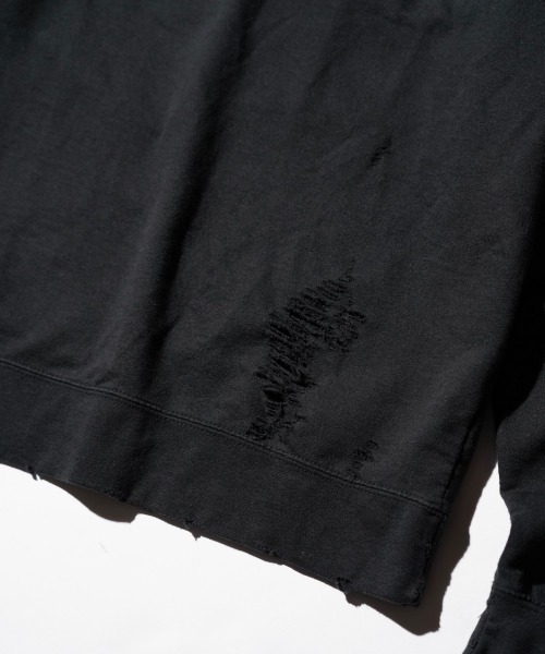 THRIFTY LOOK（スリフティールック）の「THRIFTY LOOK スリフティルック / WORN-OUT RAGLAN CREW SWEAT ダメージ加工（スウェット・メンズ・ブラウン/ブラック/ヘザーグレー・LARGE/X-LARGE/MEDIUM）」の12枚目の写真