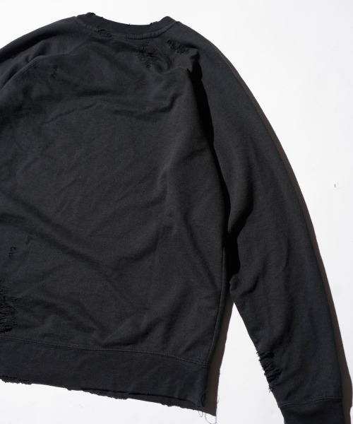 THRIFTY LOOK（スリフティールック）の「THRIFTY LOOK スリフティルック / WORN-OUT RAGLAN CREW SWEAT ダメージ加工（スウェット・メンズ・ブラウン/ブラック/ヘザーグレー・LARGE/X-LARGE/MEDIUM）」の14枚目の写真