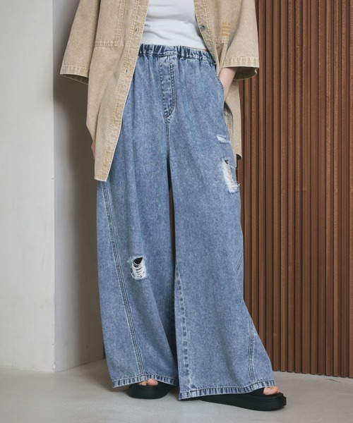 LEPSIM（レプシィム）の「イージーデニムパンツ　630150（デニムパンツ・レディース・ライトブルー/グレー系その他/ブルー/ピンク/ブルー系その他・FREE）」の4枚目の写真