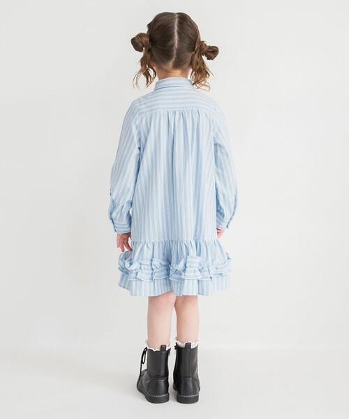 BRANSHES（ブランシェス）の「【おそろい】ストライプ柄ロゴ刺繍ワンピース（ワンピース・キッズ・サックスブルー/ピンク・140/120/130/100/80/110/90/150）」の15枚目の写真