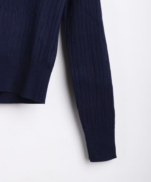WESTSEA（ウエストシー）の「Vネック フリル リボン付 ケーブル編みニット ショート丈（ニット/セーター・レディース・アイボリー/ネイビー・FREE）」の19枚目の写真