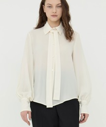 CINOH(�`�m)�́yCINOH/�`�m�zBLACK FORMAL BOWTIE SHIRT/�u���b�N�t�H�[�}���{�E�^�C�V���c/�u���E�X(�V���c/�u���E�X)