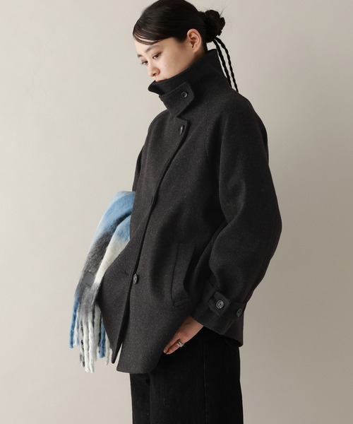 RAGEBLUE（レイジブルー）の「メルトンスタンドショートコート（ステンカラーコート・レディース・ブラック/ダークブラウン・FREE）」の8枚目の写真