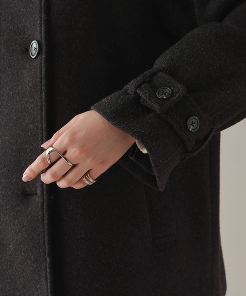 RAGEBLUE（レイジブルー）の「メルトンスタンドショートコート（ステンカラーコート・レディース・ブラック/ダークブラウン・FREE）」の19枚目の写真