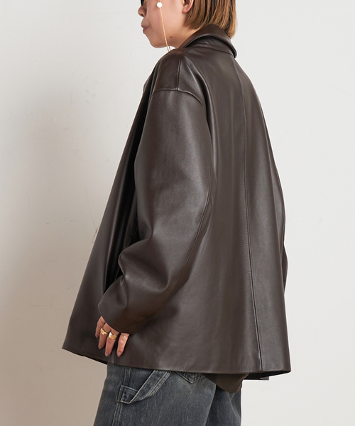 AP STUDIO（エーピーストゥディオ）の「レザージャケット（その他アウター・レディース・ブラウン・FREE）」の2枚目の写真