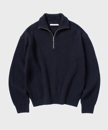 ルーズフィットハーフジップカラーニット_DARK NAVY