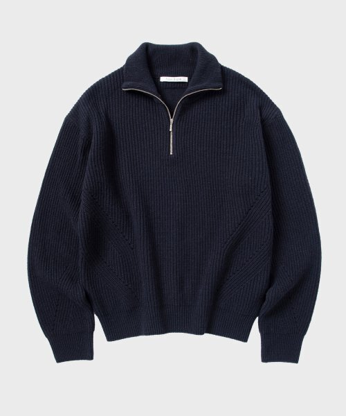 ルーズフィットハーフジップカラーニット_DARK NAVY
