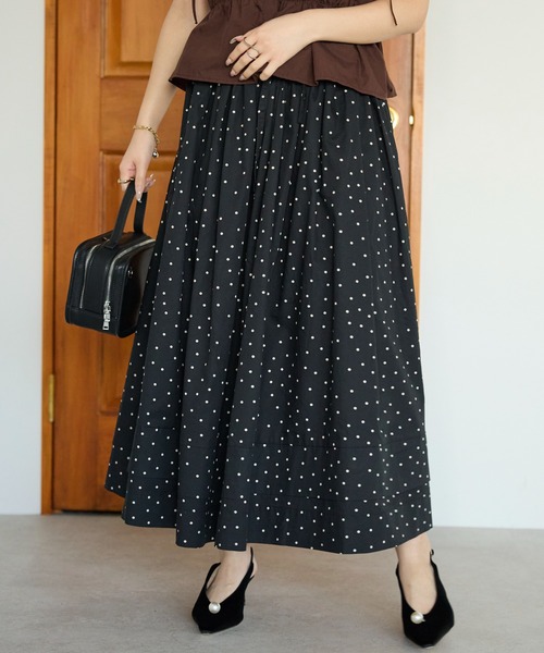 PREFERIR（プレフェリール）の「【春定番】コットン ボリューム ロング ギャザースカート（スカート・レディース・カーキ/ブラック/キャメル・FREE）」の6枚目の写真