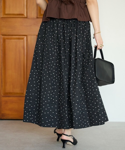 PREFERIR（プレフェリール）の「【春定番】コットン ボリューム ロング ギャザースカート（スカート・レディース・カーキ/ブラック/キャメル・FREE）」の8枚目の写真