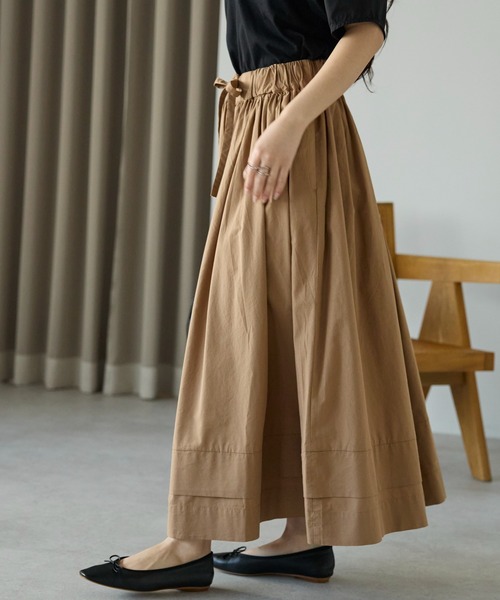 PREFERIR（プレフェリール）の「【春定番】コットン ボリューム ロング ギャザースカート（スカート・レディース・カーキ/ブラック/キャメル・FREE）」の20枚目の写真