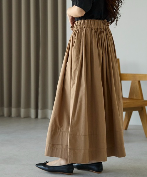 PREFERIR（プレフェリール）の「【春定番】コットン ボリューム ロング ギャザースカート（スカート・レディース・カーキ/ブラック/キャメル・FREE）」の21枚目の写真