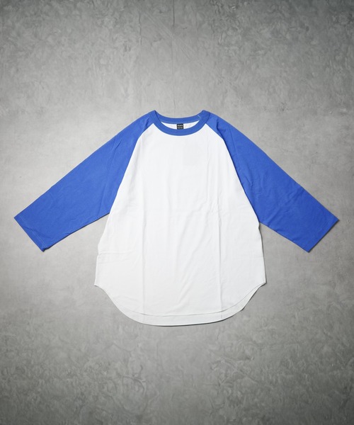 B.I.D.(ビーアイディー)の「《ミドルウエイト天竺 ラグラン8分袖Tシャツ》(Tシャツ/カットソー・レディース・ホワイト×グリーン/ホワイト×ブルー/ホワイト×ブラック/ブラック×ホワイト/ホワイト×ネイビー・MEDIUM)」の2枚目の写真