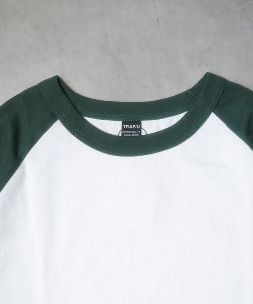 B.I.D.(ビーアイディー)の「《ミドルウエイト天竺 ラグラン8分袖Tシャツ》(Tシャツ/カットソー・レディース・ホワイト×グリーン/ホワイト×ブルー/ホワイト×ブラック/ブラック×ホワイト/ホワイト×ネイビー・MEDIUM)」の6枚目の写真