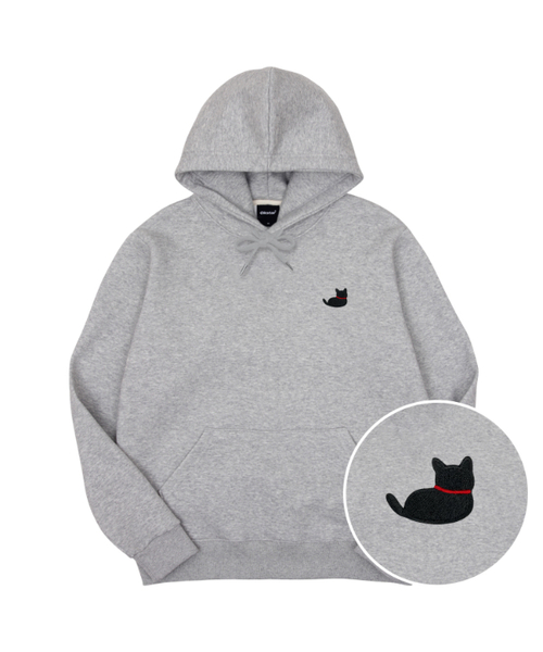 OKSTAR(オクスター)の「黒猫刺繍特厚裏毛オーバーサイズフードパーカー(パーカー・レディース・ブラック/グレー/ダークグリーン/ライトグレー/ネイビー・SMALL/MEDIUM/LARGE/X-LARGE/2XL)」の3枚目の写真