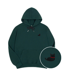 OKSTAR（オクスター）の「黒猫刺繍特厚裏毛オーバーサイズフードパーカー（パーカー）」