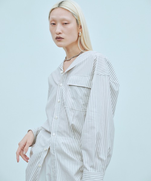 THINGS THAT MATTER（シングス ザット マター）の「SAILOR BLOUSING STRIPE SHIRT / セーラー ブラウジング ストライプ シャツ（シャツ/ブラウス・レディース・サックスブルー/オフホワイト/ピンク・FREE）」の22枚目の写真