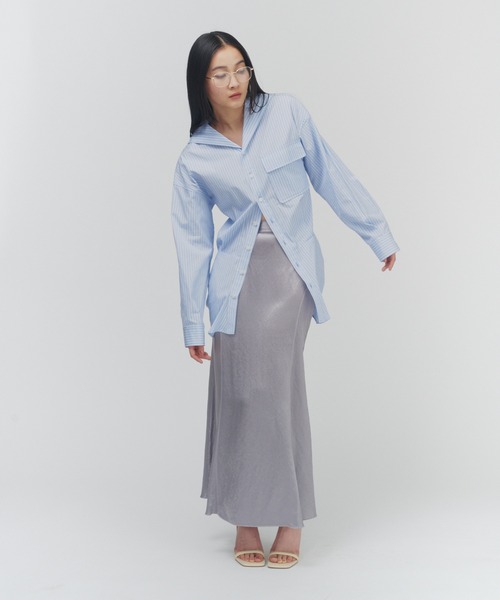 THINGS THAT MATTER（シングス ザット マター）の「SAILOR BLOUSING STRIPE SHIRT / セーラー ブラウジング ストライプ シャツ（シャツ/ブラウス・レディース・サックスブルー/オフホワイト/ピンク・FREE）」の5枚目の写真