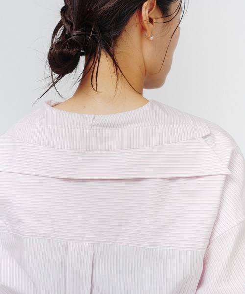 THINGS THAT MATTER（シングス ザット マター）の「SAILOR BLOUSING STRIPE SHIRT / セーラー ブラウジング ストライプ シャツ（シャツ/ブラウス・レディース・サックスブルー/オフホワイト/ピンク・FREE）」の10枚目の写真