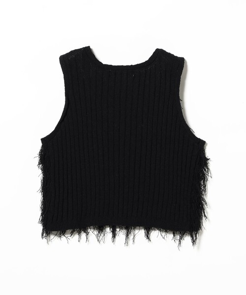 Ray BEAMS（レイビームス）の「フリンジ Vネック ベスト（ベスト・レディース・ブラック/オフホワイト・ONE SIZE）」の10枚目の写真