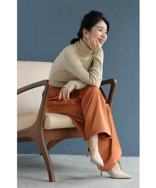cawaii(カワイイ)の「大人の艶足し 光沢パンツ(その他パンツ・レディース・ネイビー/ベージュ/オレンジ・M-Long/M-Short/L-Long/L-Short)」の22枚目の写真