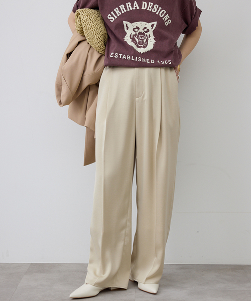 SLOBE IENA（スローブイエナ）の「サテンタックパンツ（その他パンツ・レディース・ベージュ/ネイビー/ピンク系その他・36/38）」の7枚目の写真