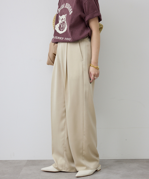 SLOBE IENA（スローブイエナ）の「サテンタックパンツ（その他パンツ・レディース・ベージュ/ネイビー/ピンク系その他・36/38）」の8枚目の写真