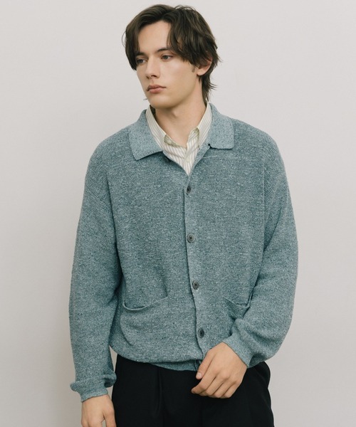 LURAKU（ルラク）の「【LURAKU】sheer knit polo cardigan / シアーニットポロカーディガン（カーディガン/ボレロ・メンズ・グリーン系その他/ブラウン/ブラック・MEDIUM/SMALL/LARGE）」の9枚目の写真